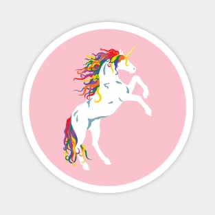 Rainbow Maned White Unicorn Magnet